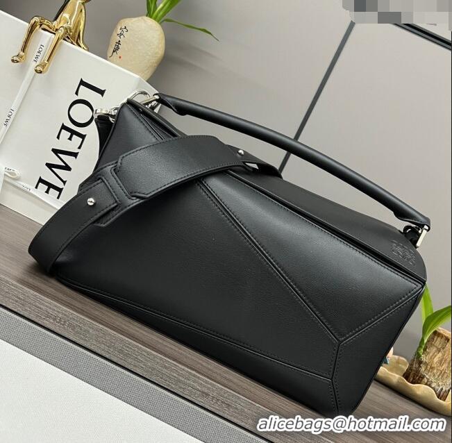 Most Popular Loewe Large Puzzle Bag in Smooth Calfskin L2107 Black 2024