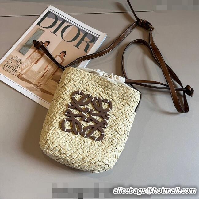 Promotional Loewe Straw Mini Bucket bag 040201 Beige 2024