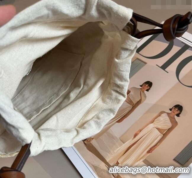 Promotional Loewe Straw Mini Bucket bag 040201 Beige 2024