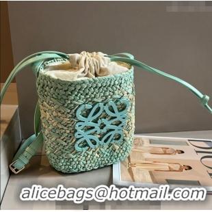 Good Looking Loewe Straw Mini Bucket bag 040201 Green 2024