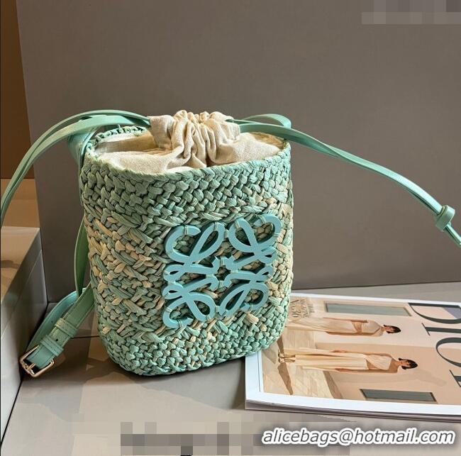 Good Looking Loewe Straw Mini Bucket bag 040201 Green 2024