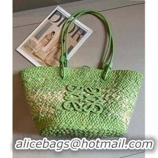 Most Popular Loewe Raffia Straw Small Anagram Basket Bag 0402 Bright Green 2024