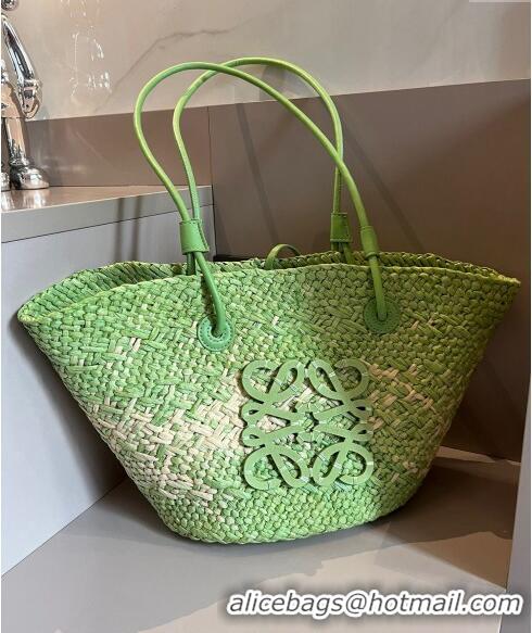 Most Popular Loewe Raffia Straw Small Anagram Basket Bag 0402 Bright Green 2024