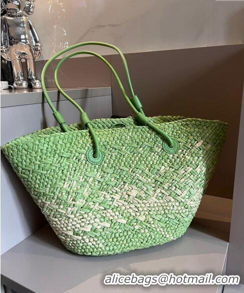 Most Popular Loewe Raffia Straw Small Anagram Basket Bag 0402 Bright Green 2024