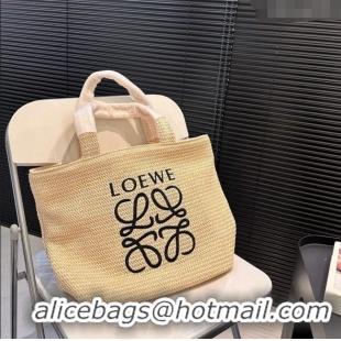 Luxury Cheap Loewe Raffia Straw Anagram Tote bag 040203 Khaki 2024