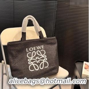 Well Crafted Loewe Raffia Straw Anagram Tote bag 040203 Black 2024