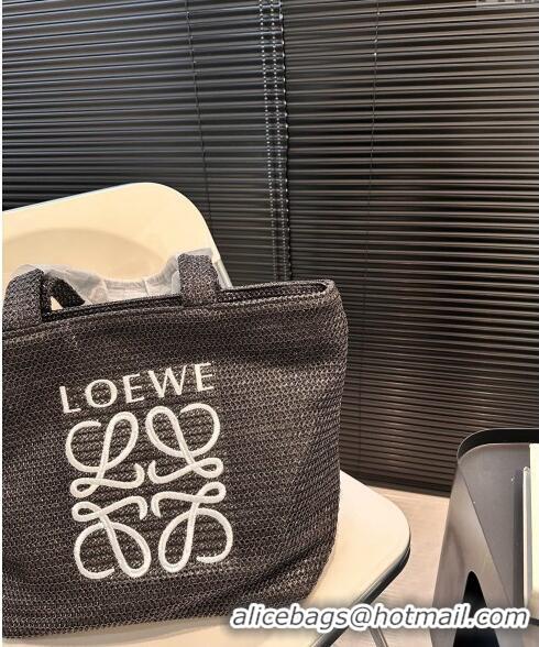 Well Crafted Loewe Raffia Straw Anagram Tote bag 040203 Black 2024