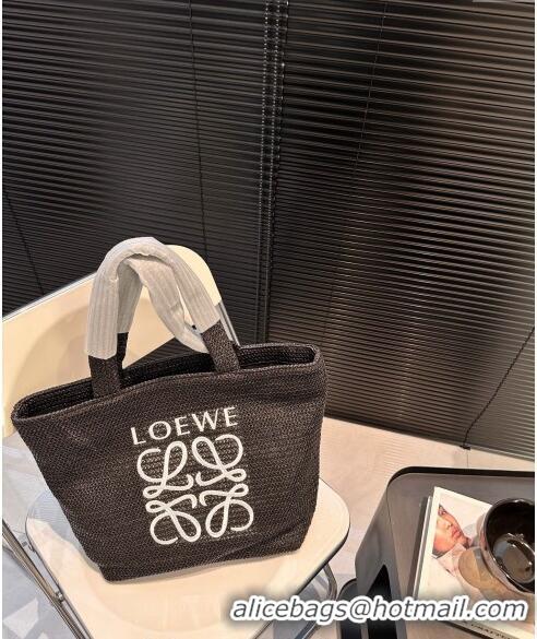 Well Crafted Loewe Raffia Straw Anagram Tote bag 040203 Black 2024