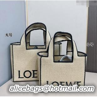 Reasonable Price Loewe Small/Medium LOEWE Front Tote Bag in Raffia Straw 0402 Beige/Black 2024