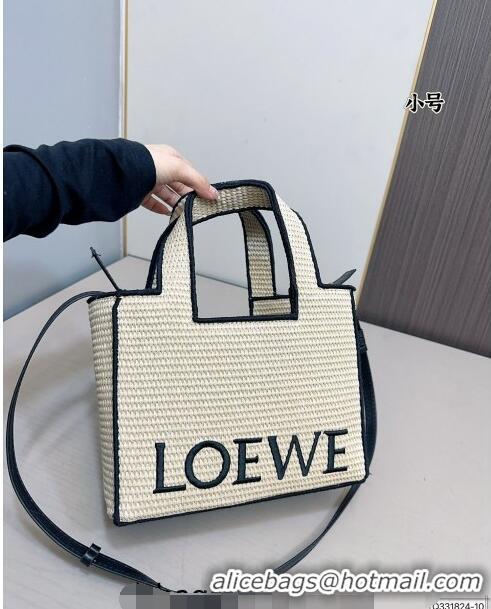 Reasonable Price Loewe Small/Medium LOEWE Front Tote Bag in Raffia Straw 0402 Beige/Black 2024