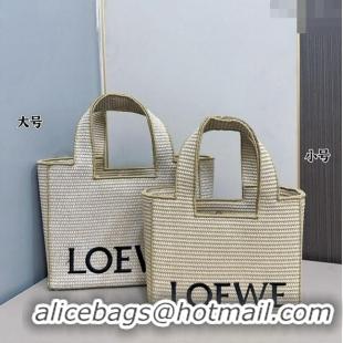 Promotional Loewe Small/Medium LOEWE Front Tote Bag in Raffia Straw 0402 Beige/Khaki 2024