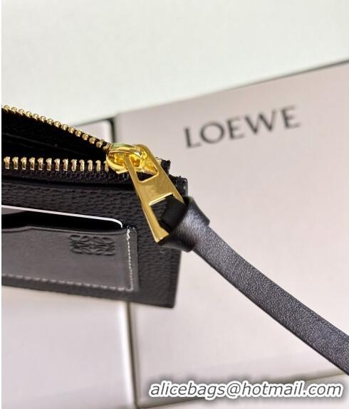 Best Price Loewe Large Coin Card Holder in Soft Grained Leather 0402 Black 2024