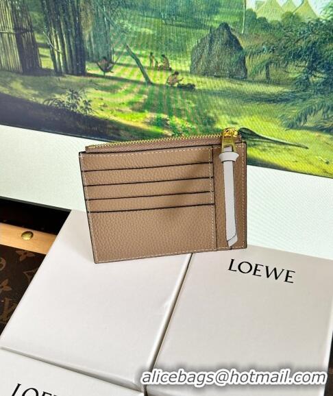 Buy Fashionable Loewe Large Coin Card Holder in Soft Grained Leather 0402 Grey 2024