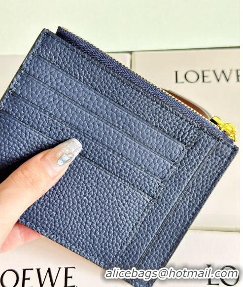 New Style Loewe Large Coin Card Holder in Soft Grained Leather 0402 Blue 2024