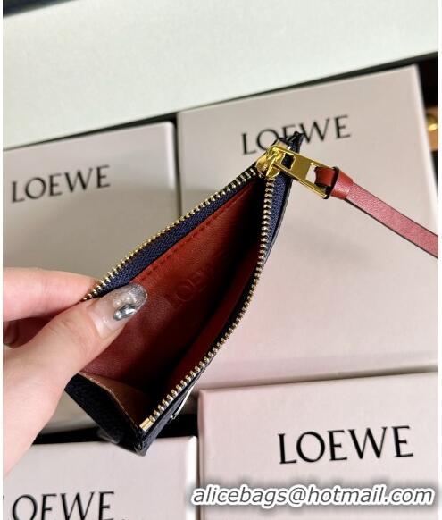 New Style Loewe Large Coin Card Holder in Soft Grained Leather 0402 Blue 2024