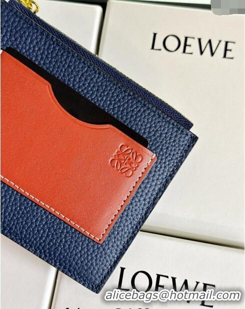 New Style Loewe Large Coin Card Holder in Soft Grained Leather 0402 Blue 2024