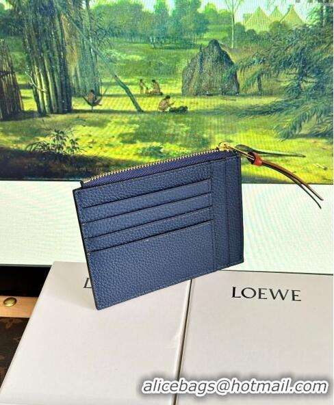 New Style Loewe Large Coin Card Holder in Soft Grained Leather 0402 Blue 2024