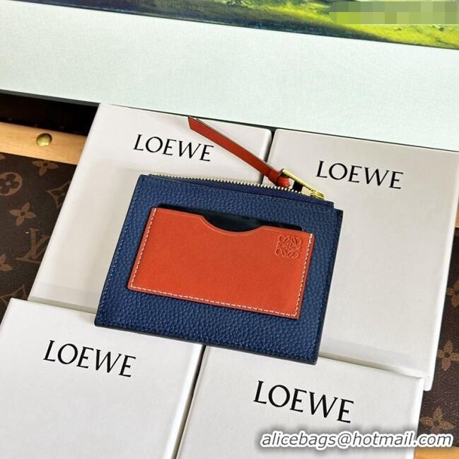 New Style Loewe Large Coin Card Holder in Soft Grained Leather 0402 Blue 2024