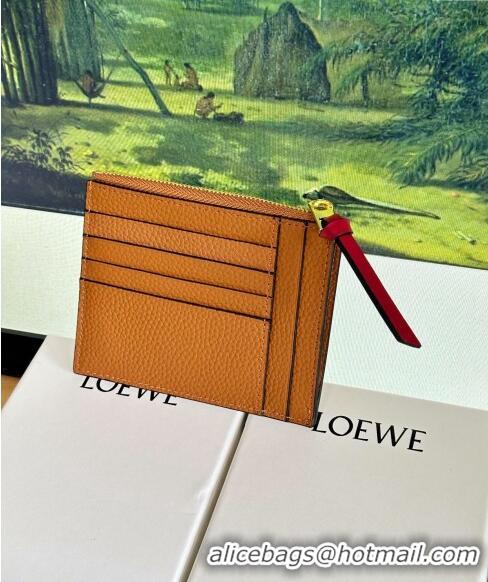 Top Quality Loewe Large Coin Card Holder in Soft Grained Leather 0402 Brown 2024