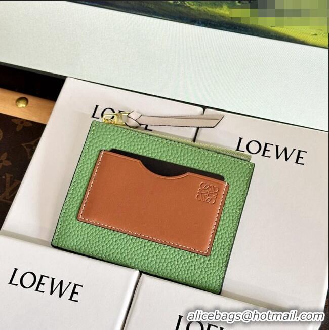 Popular Style Loewe Large Coin Card Holder in Soft Grained Leather 0402 Green 2024