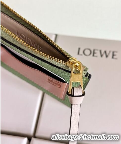 Popular Style Loewe Large Coin Card Holder in Soft Grained Leather 0402 Green 2024