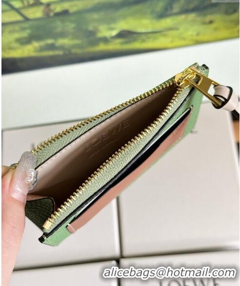 Popular Style Loewe Large Coin Card Holder in Soft Grained Leather 0402 Green 2024