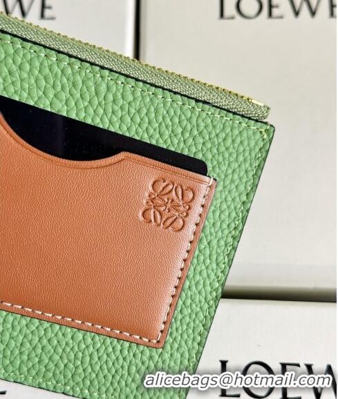 Popular Style Loewe Large Coin Card Holder in Soft Grained Leather 0402 Green 2024