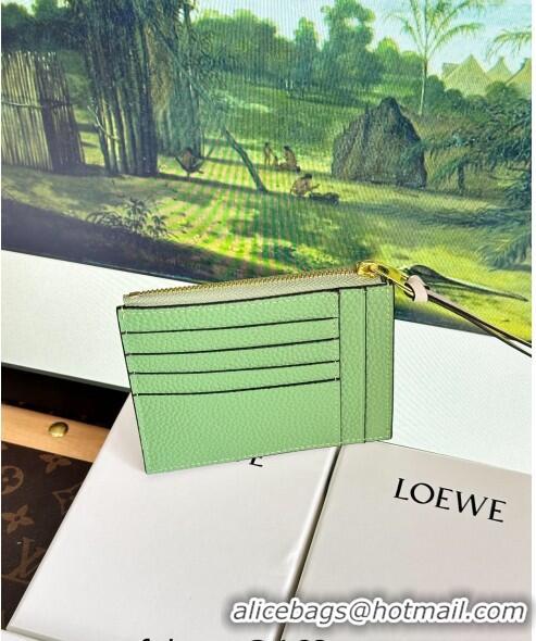 Popular Style Loewe Large Coin Card Holder in Soft Grained Leather 0402 Green 2024