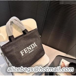 Low Cost Fendi Straw Tote bag 040201 Black 2024