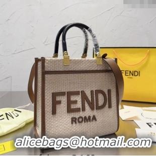 Discount Fendi Sunshine Straw Mini Tote bag 040201 Beige/Brown 2024