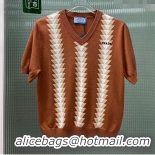 ​Grade Design Prada Knit Short-sleeved Sweater P032704 Brown 2024