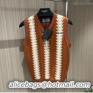 Hot Sale Design Prada Knit Vest P032705 Brown 2024