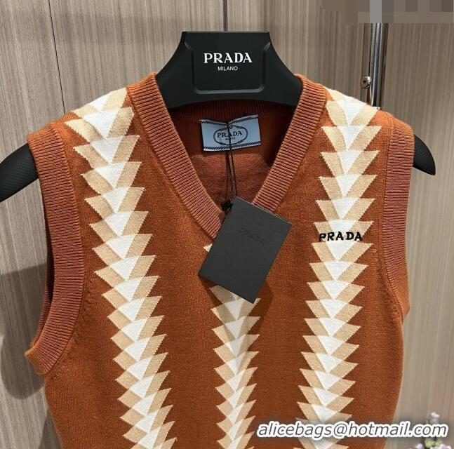 Hot Sale Design Prada Knit Vest P032705 Brown 2024