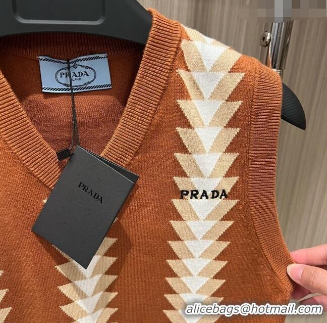 Hot Sale Design Prada Knit Vest P032705 Brown 2024