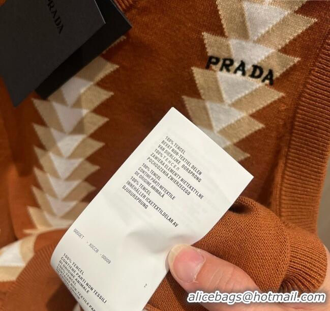 Hot Sale Design Prada Knit Vest P032705 Brown 2024