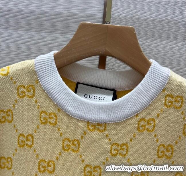 Super Quality Gucci Wool Short-sleeved Sweater G032723 Yellow 2024