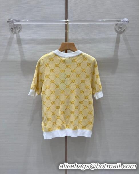 Super Quality Gucci Wool Short-sleeved Sweater G032723 Yellow 2024