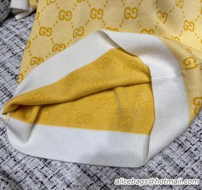 Super Quality Gucci Wool Short-sleeved Sweater G032723 Yellow 2024