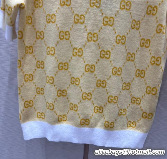 Super Quality Gucci Wool Short-sleeved Sweater G032723 Yellow 2024