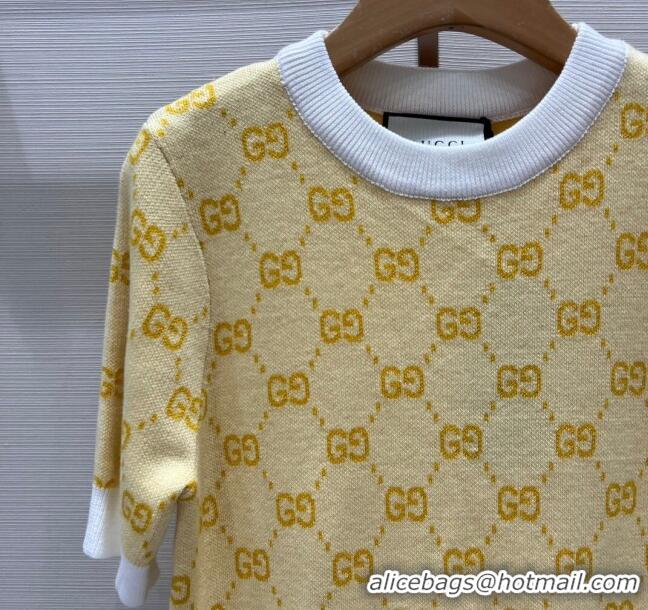 Super Quality Gucci Wool Short-sleeved Sweater G032723 Yellow 2024