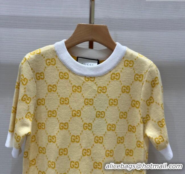 Super Quality Gucci Wool Short-sleeved Sweater G032723 Yellow 2024