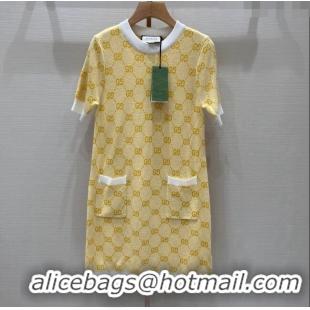 Buy Fashionable Gucci Wool Dress G032724 Yellow 2024