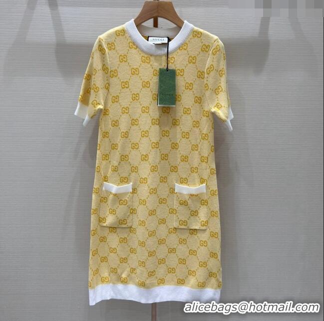 Buy Fashionable Gucci Wool Dress G032724 Yellow 2024