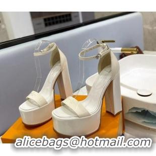 Popular Style Louis Vuitton Fame Platform Sandal 14.5cm in Patent Leather White 321043