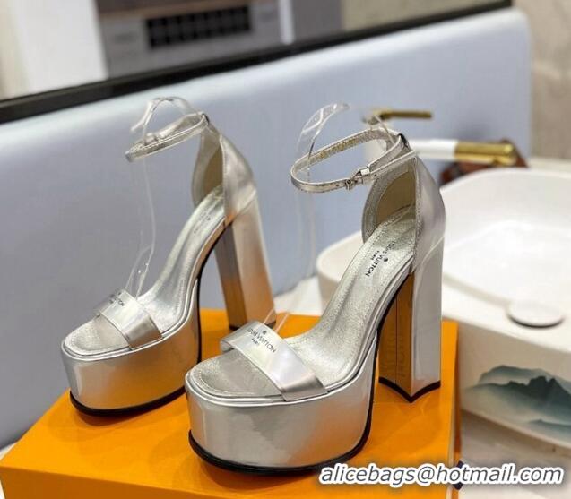 Best Product Louis Vuitton Fame Platform Sandal 14.5cm in Metallic Leather Silver 321044 