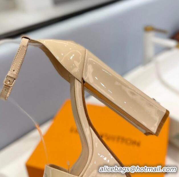 Unique Style Louis Vuitton Fame Platform Sandal 14.5cm in Patent Leather Nude 321045