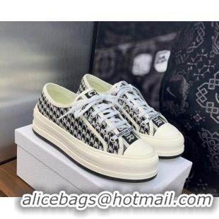 Best Price Dior Walk'n'Dior Platform Sneakers in White and Black Houndstooth Embroidered Cotton 0226001