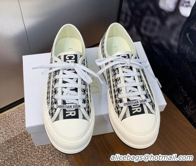 Best Price Dior Walk'n'Dior Platform Sneakers in White and Black Houndstooth Embroidered Cotton 0226001