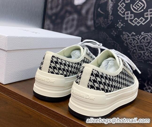 Best Price Dior Walk'n'Dior Platform Sneakers in White and Black Houndstooth Embroidered Cotton 0226001