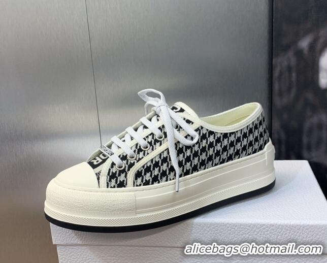 Best Price Dior Walk'n'Dior Platform Sneakers in White and Black Houndstooth Embroidered Cotton 0226001